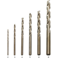Набор сверл по металлу 6 шт, 2, 3, 4, 5, 6, 8 мм, P6M5K5 с 5% содержанием кобальта Pobedit 4513060