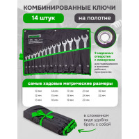 Набор комбинированных ключей ForsLine 10, 12-19, 21, 24, 27, 30, 32 мм, 14 предметов на полотне FL-5141P(54262)