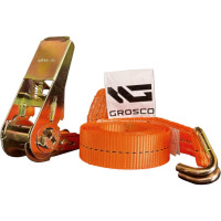 Стяжной ремень с крюками Grosco 10-20 т, 12 м, 100 мм для крепления груза с храповым механизмом RST10012