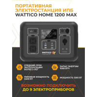 Портативная зарядна станция WATTICO с ИБП для дома дачи и котла зарядная станция Home 1200 MAX 1200W, 315 000 mAh 00-00000101