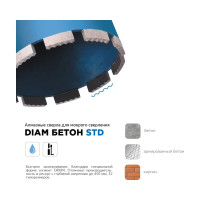 Сверло алмазное сегментное мокр. Diam 28x450х3х1,1/4UNC Бетон СТД (арм.бетон) 310104