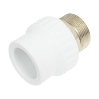 Переходная муфта Valfex с наружной резьбой 40x1 1/2" под ключ (24/6) белая 10135240