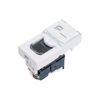 Keystone Cabeus Jack RJ-45(8P8C), 180 градусов, категория 6, безинструментный монтаж, вставка Mosaic (арт.076561) KJ-RJ45-Cat.6-180T-FP-L-22,5