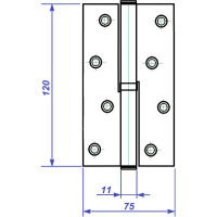 Петля накладная Левша ALTEZTA 1007П 120х75х2,5 с подшипником, хром матовый, правая У1-7630.ХМп
