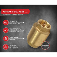 Клапан обратный PROFLINE 1/2 латунный сердечник УТ-00041570