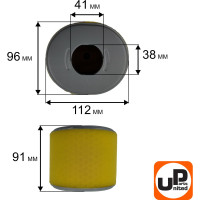 Фильтр воздушный для 188/190/192F, HONDA GX340/GX390 овальный (аналог 17210-ZE3-505) UNITED PARTS 90-0467