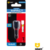 Бита шестигранная магнитная Expert Impact SW 8x45 мм, в блистере GRAFF 580845