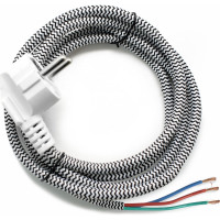 Шнур сетевой OXION тканевый трехжильный с заземлением 2м с евровилкой, 16A 250V , 3500W, 3x1,5мм2, арт. OX-OPC028