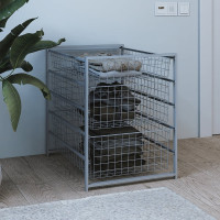 Cтеллаж Larvij пятиуровневый с сетчатыми корзинами блестящий алюминий 02GA