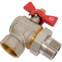 Кран шаровой EUROS Grand угловой, с американкой, ручка-бабочка, 1" ВР-НР EU.ST1288050 1