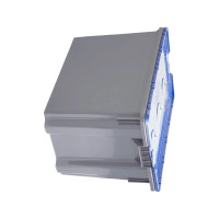 Ящик полимерный Тара.ру 600x400x315 Safe PRO гл. дно/сплошной серый с синей крышкой 33150