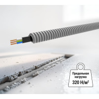 Кабель TDM ELECTRIC ВВГ-Пнг(А)-LS 3х2,5ок(N,PE)-0,66 ГОСТ в гофрированной трубе ПВХ d20 серая (50 м) SQ0140-2002