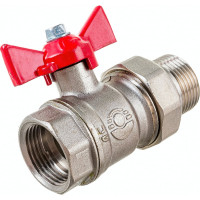 Кран шаровой для воды Valfex N/P59 1/2" ВР/НР руч.-бабочка,латунный никелированный 11Б27фт1М(96/24) VF.218.NB1.012.N/P59.Bir