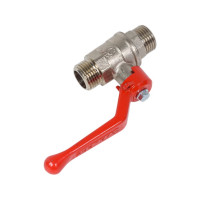 Шаровой кран для воды Valfex N/P59 1/2" НР/НР ручка-рычаг, латунный никелерованный 11Б27фт1М(96/24) VF.220.NR1.012.N/P59.Bir