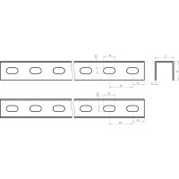 Швеллер перфорированный по трем сторонам CABLIDERTRAYS ПШВ3-40х40-2,0-3000