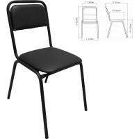 Стул для посетителей ОФИСМАГ РС42, черный каркас, кож.зам черный, ш/к 54689 533055