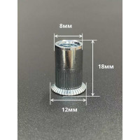 Заклепка резьбовая 23 БОЛТА М8x1,25x18 потайной бортик, 50 шт зрп8ф50