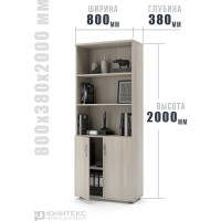 Шкаф для документов полузакрытый 80x38x200 "Комфорт" Юнитекс, дуб шамони, К.371_ДШ