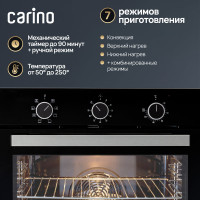 Встраиваемый электрический духовой шкаф Carino 60 см, 7 режимов, 80л, конвекция, двойное стекло, хромированные направляющие, черный CB6EB16011