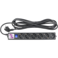 Фильтр-удлинитель Power Cube 5,0 м 6 розеток (черный) 16А/3,5кВт (3x1,5), SPG6-B2