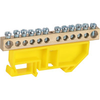 Шина ЭРА NO-22496 PE земля на DINизоляторе ШНИ8x1212Д желтый Б0062839