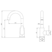 Смеситель для раковины/кухни OLIVE'S Olisan STEEL нержавеющая сталь ST1002