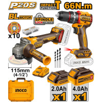 Набор INGCO 20В, BL шуруповерт 66Нм и УШМ 115/125 мм SUPER INDUSTRIAL CKLI20273