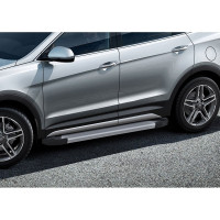 Пороги "Silver" Rival для Hyundai Santa Fe III 2012-2018/Santa Fe Premium 2015-2016, 180 см, 2 шт., алюминий, F180AL.2305.2