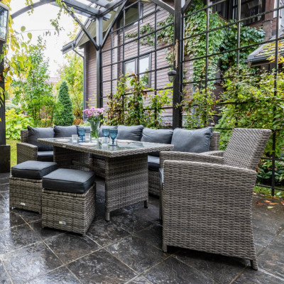 Обеденный комплект Royal Family ZORRO PLUS серый с угловым диваном 999-99-71-71