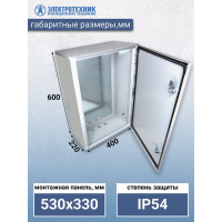 Навесной щит с монтажной панелью Электротехник ЩМП 07-2 У2 IP54 600x400x220 ET529512