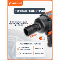 Набор головок ударных 3/4"DR, 56 мм, 10 предметов, 17-46 мм, пластиковый кейс Airline ATAS063