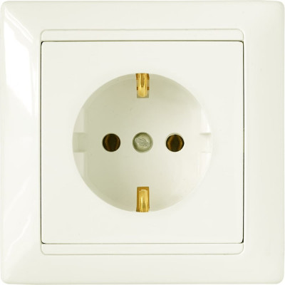 Розетка Bylectrica, 1-местная СУ с заземляющий контакт, серия СТИЛЬ, бежевый, бежевый РС16-306