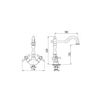 Смеситель для раковины RavSlezak MORAVA RETRO, с донным клапаном, пластик MK121.5/8BZ