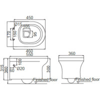 Подвесной безободковый унитаз Creo Ceramique ARCHI с тонкой крышкой микролифт AR1100R+RE1001T/AR1001T
