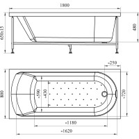 Акриловая ванна Радомир Николь 180x80, фронтальная панель, каркас 2-78-0-0-1-210Р