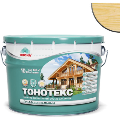 Защитно-декоративный состав для дерева KRONA Тонотекс (сосна; 10 л) 66303608