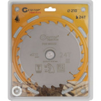 Диск пильный с тефлоновым покрытием по дереву Profi plus 210x1.5/2.2x32/30/25.4/20 мм, 24Т CUTOP 75-21024Т