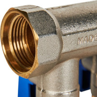 Коллектор с шаровыми кранами STOUT Smb 6211 341202 3/4", 2 отвода 1/2", синие ручки RG0091AACQMGBP