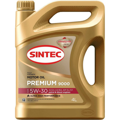 Моторное масло Sintec PREMIUM 9000 SAE 5W-30 API SL, ACEA A3/B4, 4 л 600103