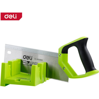 Стусло DELI DL580900 пластиковое с пилой 300мм (22.5, 45, 90 град, полотно из стали 65mn, прорезиненная ручка) 123267