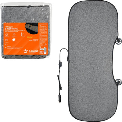 Накидка с подогревом на заднее сиденье Airline 12 В, 35/45Вт, 128х49 см, искусственный мех, черная ADHC008