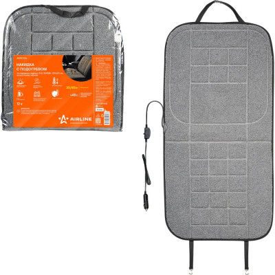 Накидка с подогревом на переднее сиденье 12 В, 35/45Вт, 100х50 см, искусств.мех, черная Airline ADHC016