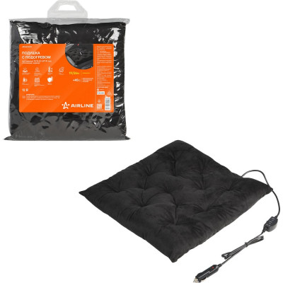 Подушка с подогревом на сиденье 12В, 19/26 Вт (41х41 см), стеганая, черная Airline ADHC019