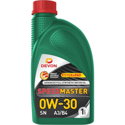 Моторное масло Devon Девон Speed Master SAE 0W-30, SN, A3/B4, канистра 1 л 338663974