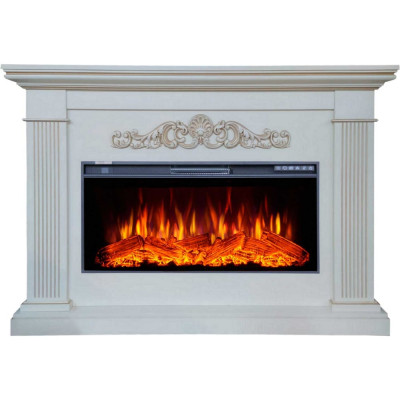 Каминокомплект InterFlame Шелтон Ареал 40 бежевый с золотой патиной с FREESPACE 40 ЗП