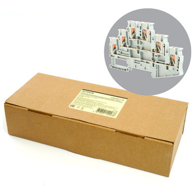 Пружинный 6-проводной проходной зажим STEKKER ЗНИ - 2,5 ,jxb pt 2,5, серый ld579-1-25, 49248