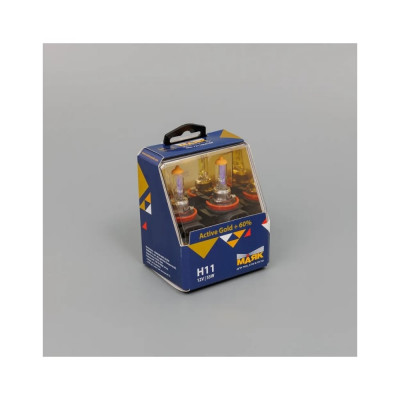 Автомобильная галогенная лампа МАЯК H11, 12 В, 55 Вт, PGJ19-2, Active Gold +60%, 2 шт. 72110AG+60