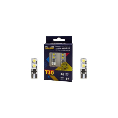 Автомобильная светодиодная лампа МАЯК T10, патрон W2.1x9.5D, для освещения салона / багажника / номерного знака / поворотников 12T10/CAN02/2BL