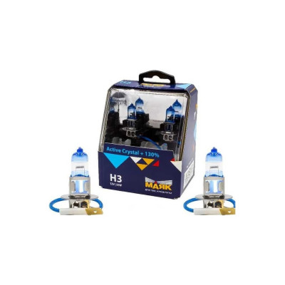 Автомобильная галогенная лампа МАЯК H3, 12V, 55W, PK22s Active Crystal +130%, 2 шт. 72320AC+130