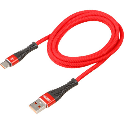 Кабель SKYWAY usb - type-c, 15w, в мягкой оплетке, красный, 1,5м S09603011